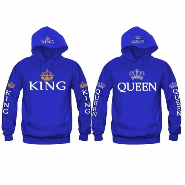 KING AND QUEEN - Mikiny pre páry J1952 modrá L XXL
