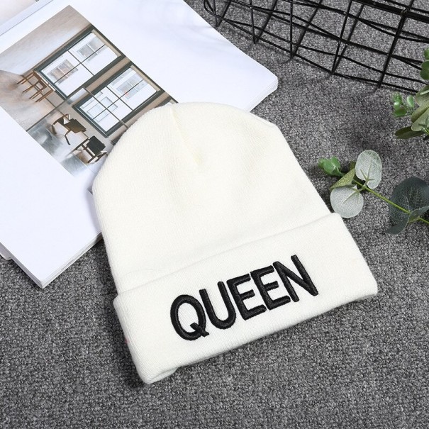 King Queen White Couple Beanie 1