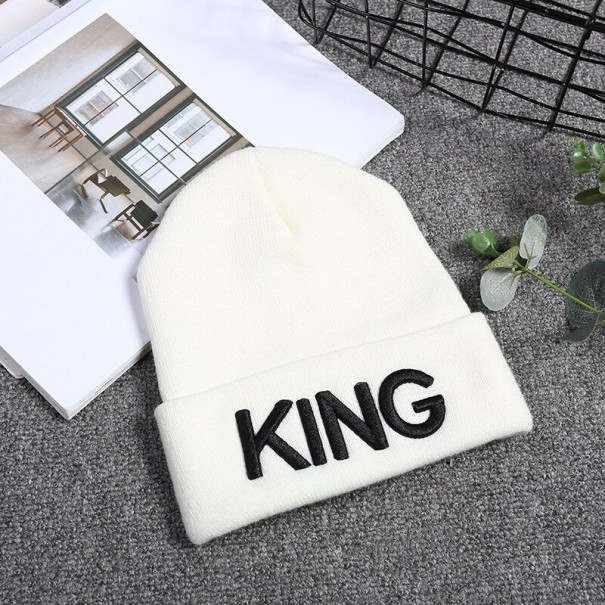 King Queen White Couple Beanie 2