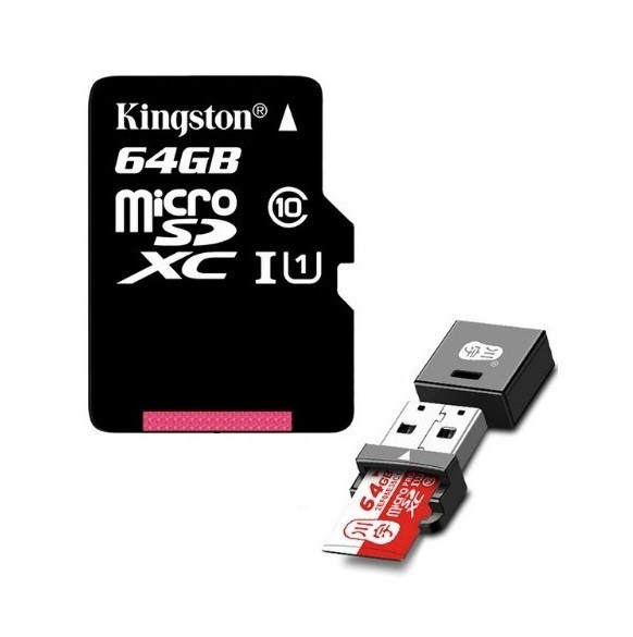 Kingston Micro SDHC + kortinlukija - 16 Gt - 64 Gt 64GB