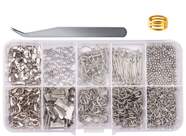 Kit creativo para hacer joyas, 710 piezas gris