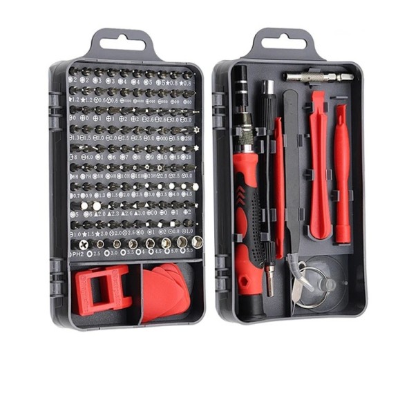 Kit d'outils 115 en 1 pour la réparation de téléphones mobiles et d'électronique fine Bits précis Pince Suceur Outils de levage Outils de démontage rouge