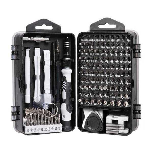 Kit d'outils pour la réparation électronique 138 pcs noir