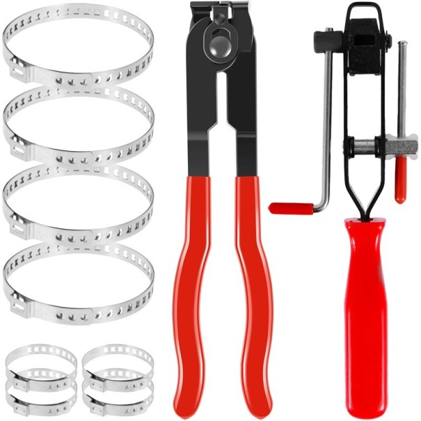 Kit d'outils pour le montage de manchons de demi-arbres et de tuyaux Outil de bandage avec manivelle Pince à clips en métal Bandes en acier inoxydable Service des joints homocinétiques 1