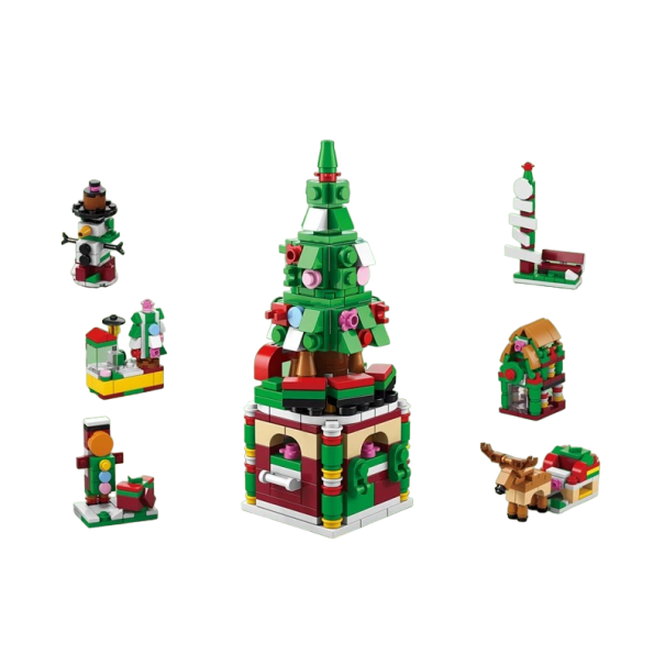 Kit de bricolaje navideño 6 en 1 con luz de colores Árbol de Navidad de construcción 332 piezas 14,2 x 5,8 x 5,4 cm 1