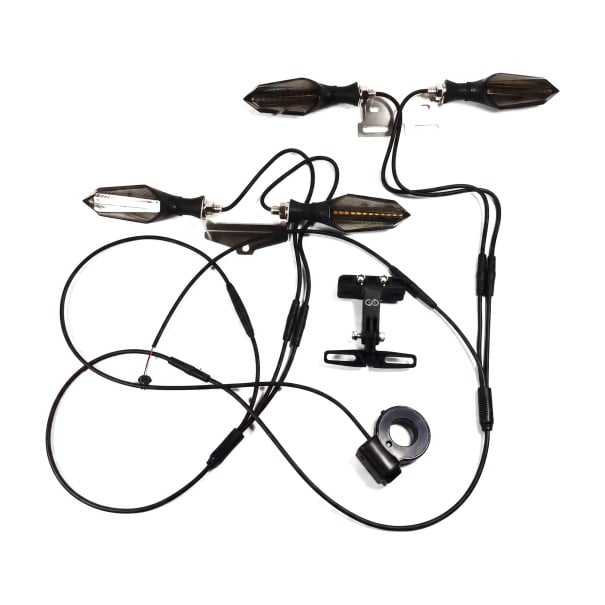 Kit de clignotants LED dynamiques pour vélo électrique 36 V à 72 V 4 pièces Lumière de position bleue Interrupteur pour guidon Câblage et supports 1