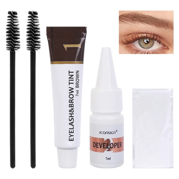 Kit de coloración de cejas y pestañas Kit de cuidado de cejas Color de pestañas y cejas de larga duración Kit de cejas profesional resistente al agua Productos para cejas marrón