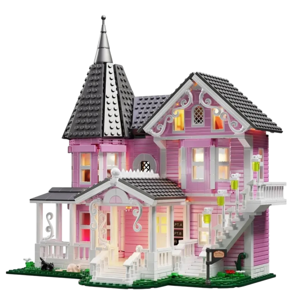 Kit de construcción de casa rosa 1349 piezas Palacio rosa Castillo iluminado para niños 30,5x18,3x31,5 cm Juguete creativo Kit de construcción con efectos de luz 1