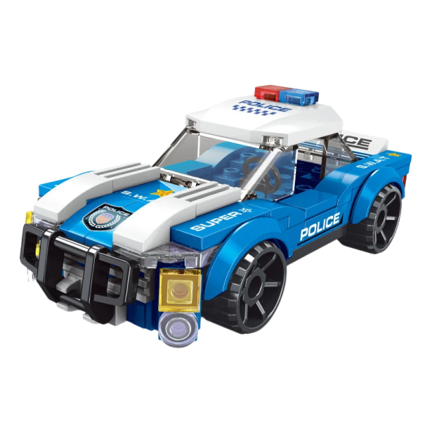 Kit de construcție a mașinii de poliție 92 buc 11 x 5,5 x 4,5 cm Mașină pliabilă creativă din cuburi Jucărie pentru copii Elice Kit de construcție 1