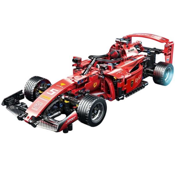 Kit de construction Formule 1 rouge 455 pièces Retour arrière Autonomie 10 m Modèle 1:18 Voiture de course en briques Jouet de vitesse Construction technique créative 1