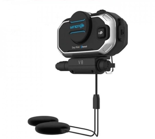Kit de manos libres Bluetooth para casco de motocicleta Dos altavoces Micrófonos en brazo flexible y en cable Conexión de múltiples dispositivos 1