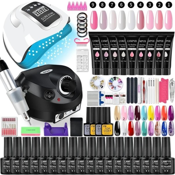 Kit de manucure à ongles en gel semi-permanent avec lampe UV 132W et vernis à gel 1