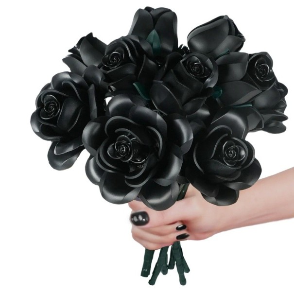Kit de ramo de rosas negras 623 piezas 12 rosas Kit de construcción creativo Decoración de interiores Regalo único Flores artificiales Rompecabezas 1