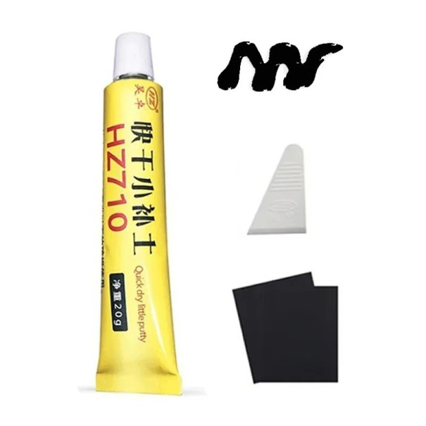 Kit de réparation de peinture automobile 20 g Mastic à séchage rapide pour rayures Revêtement de carrosserie avec raclette et chiffon noir