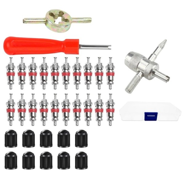 Kit de réparation de pneus 33 pièces Outil pour noyaux de valves de voitures et de motos Tournevis Clé Accessoires automobiles polyvalents 1