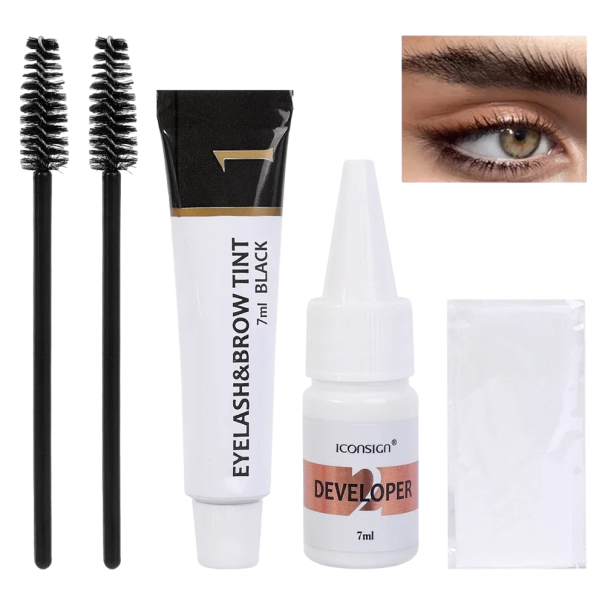 Kit de teinture pour sourcils et cils Kit de mise en forme des sourcils Teinture longue durée pour cils et sourcils Résistante à l'eau Kit noir