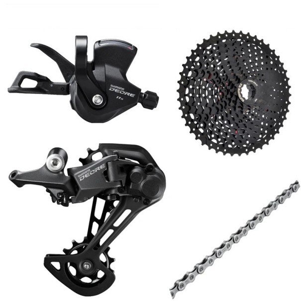 Kit de transmission pour vélo 11 vitesses cassette 11–46T dérailleur chaîne alliage pour VTT en terrain et en côte noir