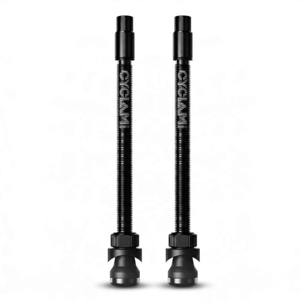 Kit de valves à air pour vélo CYCLAMI 2 pcs avec bouchon et écrou Longueur 85 mm Poids 6,8 g Alliage d'aluminium Noir Pour VTT 1