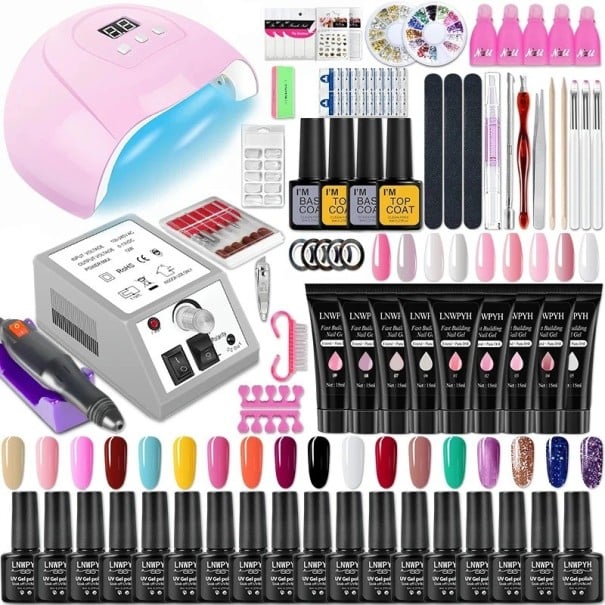 Kit de vernis à ongles en gel avec lampe LED 36W Perceuse à ongles Vernis à ongles en gel Ongles acryliques Polygel Manucure et pédicure Outil de soin 1
