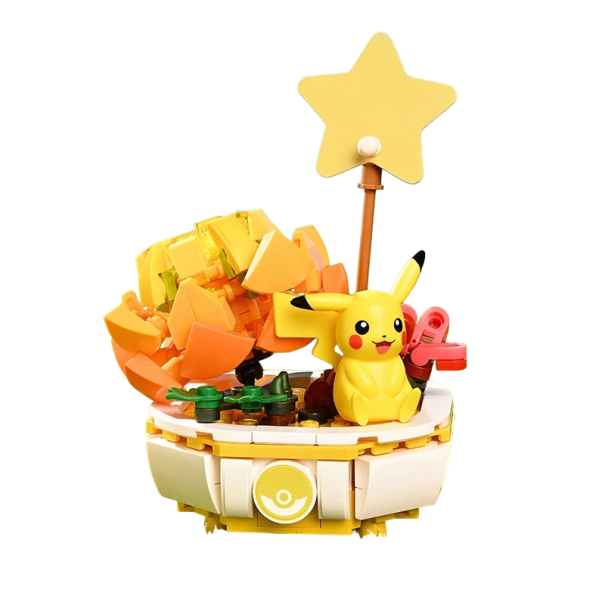 Kit Pikachu cu flori Kit Pokemon Decor creativ pentru casa Floare pe un piedestal cu Pikachu 13 x 9 x 9 cm 1