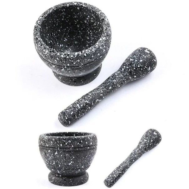 Kitchen Pestle and Mortar for Crushing Herbs, Spices and Garlic Handheld Grinder for the Kitchen Traditional Style Choose from 4 Colour Variants black