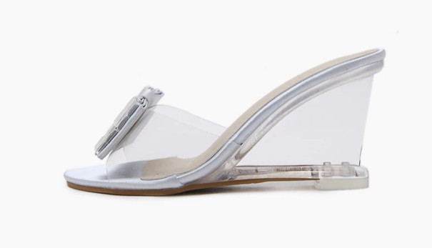 Klädd tofflor för kvinnor silver 34