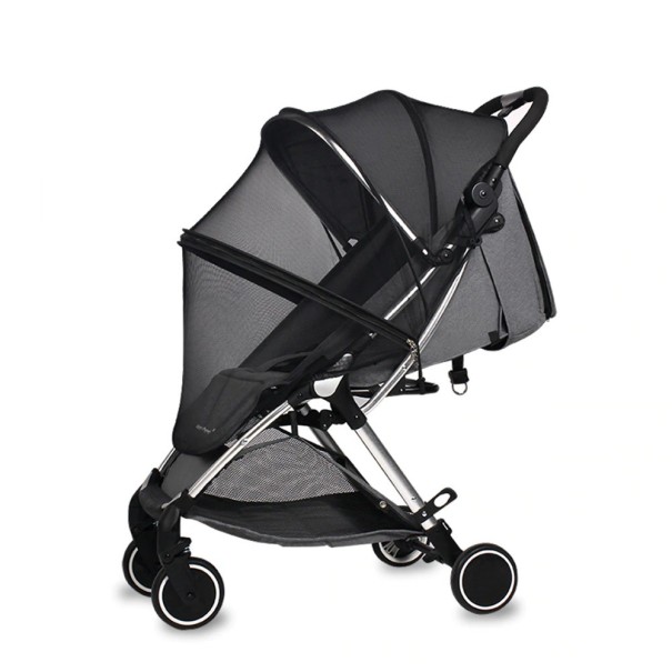 Klamboe voor kinderwagen met rits zwart