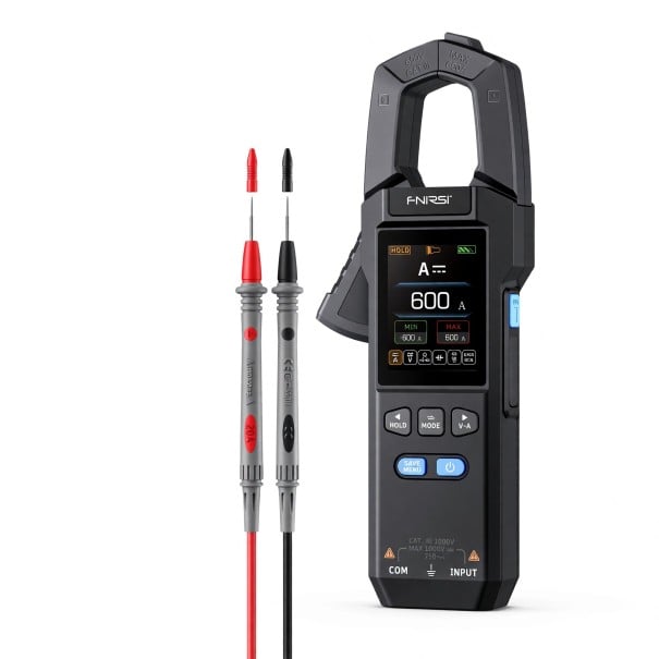 Klämmultimeter AC/DC 600 A med effektmätning, True RMS 10000 counts, käftar 25 mm, TFT-display, svart, för elektriker och verkstad 1