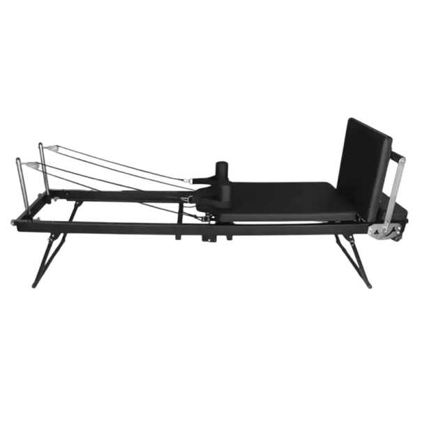 Klappbarer Pilates Reformer Übungsgerät mit Metallrahmen gepolsterte Liegefläche Widerstandsband für Dehnung und Stärkung des gesamten Körpers zu Hause schwarz