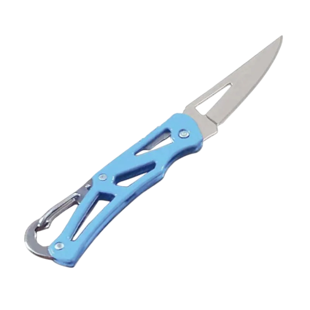 Klappbares Campingmesser 14 cm mit Karabiner Edelstahlklinge Outdoor EDC Werkzeug Tourist Taschenmesser für Natur Reiseausrüstung Reisen blau