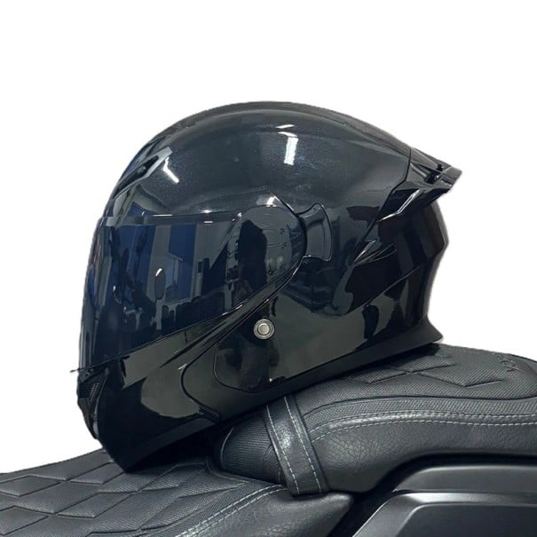 Klapphelm für Motorräder mit doppelter Sonnenblende 30 x 25 x 25 cm ABS-Schale mit Spoiler und Belüftung für Roller und Motorrad schwarz M