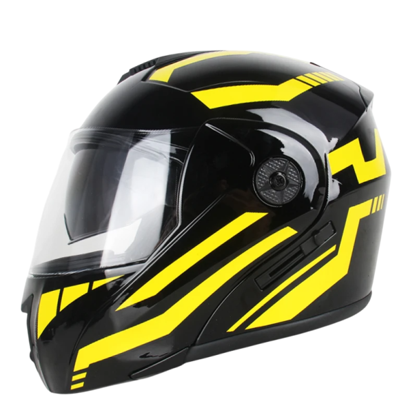 Klapphelm für Motorradfahrer mit Doppelvisier und hochklappbarem Kinn ABS-Material Integralhelm für Straßen- und Tourenmotorräder gelb M (57-58 cm)