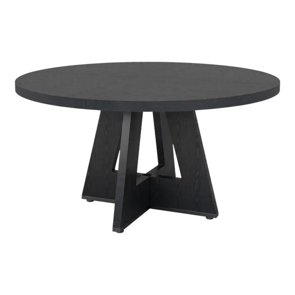 Klassisk rund spisebord til 4 personer Nem montering Diameter 120 cm Højde 75 cm MDF-plade Krydsben Til køkken og spisestue sort