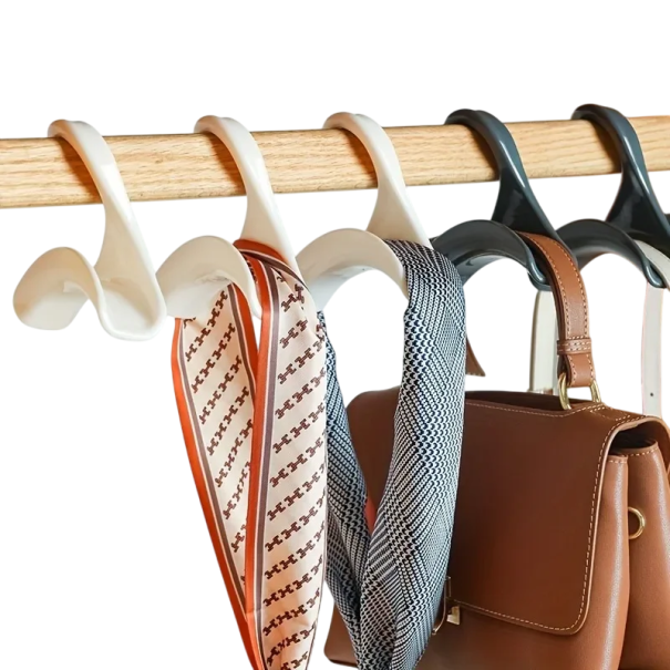 Kleiderbügel aus Kunststoff für Taschen, 10 Stück, 10 x 10 x 3,5 cm, praktische Kleiderbügel für Krawatten und Gürtel, Organizer für den Kleiderschrank, leicht und langlebig
