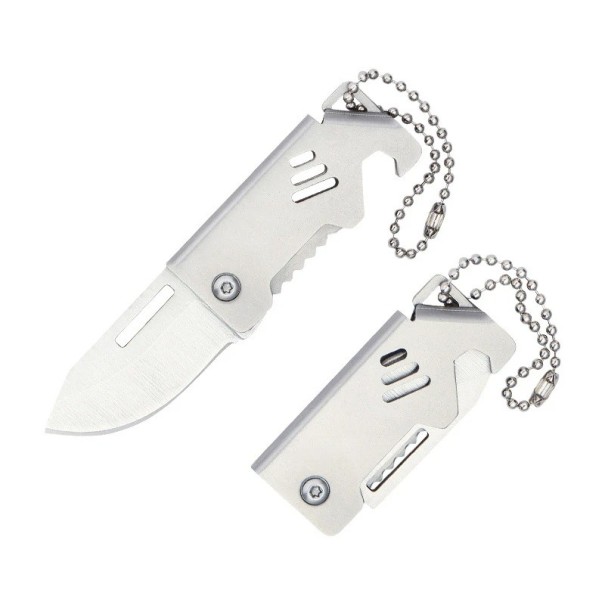 Klein opvouwbaar zakmes van roestvrij staal 8,5 cm met sleutelhanger Mini EDC-zakmes Sleutelhanger Reismes Wandelen Buitenreizen 1