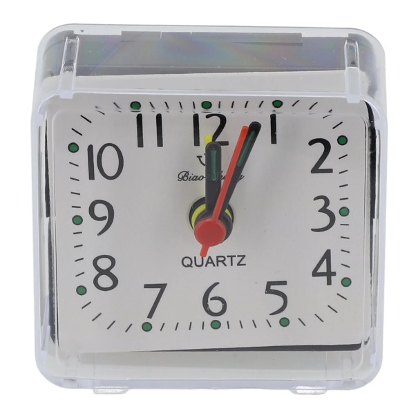 Kleine analoge wekker 6x3x5,8 cm Gemakkelijk af te lezen wijzerplaat Luide pieptoon Draagbare wekker voor 1 AA-batterij Voor in de slaapkamer wit