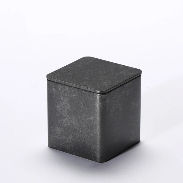 Kleine Blechgeschenkbox 85 × 85 × 90 mm metallische Dose farbige Verpackung für Tee Kaffee Zucker Kleinigkeiten Organizer mit Deckel schwarz