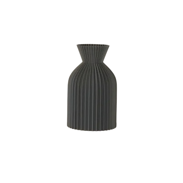 Kleine gerippte Kunststoffvase 13,9 cm Beige oder Schwarz Mattes Finish Modernes Design Wohndekoration Blumenvase schwarz