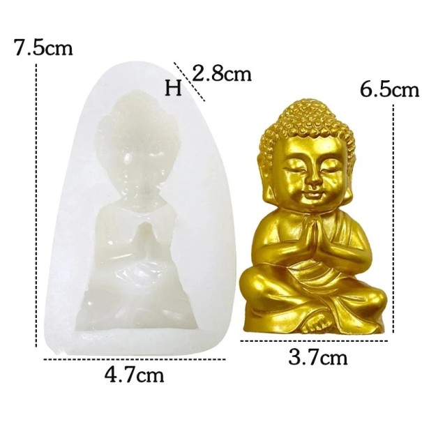 Kleine Silikonform für Buddha-Figur 7,5 x 4,7 x 2,8 cm Form zum Gießen von Buddha aus Gips Wachs Harz oder Seife 1