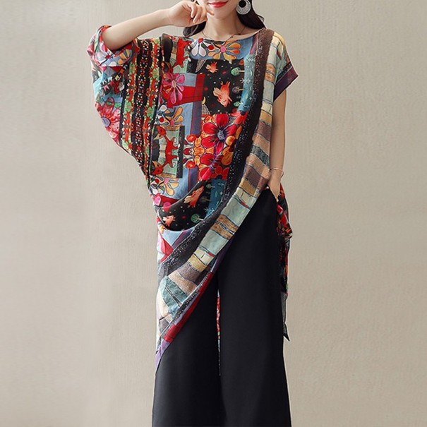 Kleurrijke blouse met bloemen 3XL