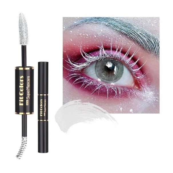 Kleurrijke dubbelzijdige mascara voor wimpers en wenkbrauwen Snel drogende en langdurige mascara in kleurvarianten wit