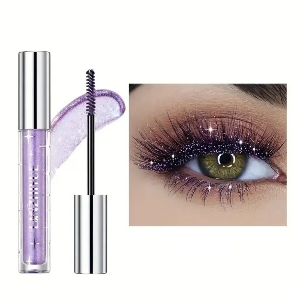 Kleurrijke glittermascara voor oogverblindende wimperverlenging, langdurig effect voor creatieve make-up, felle en frisse kleuren paars