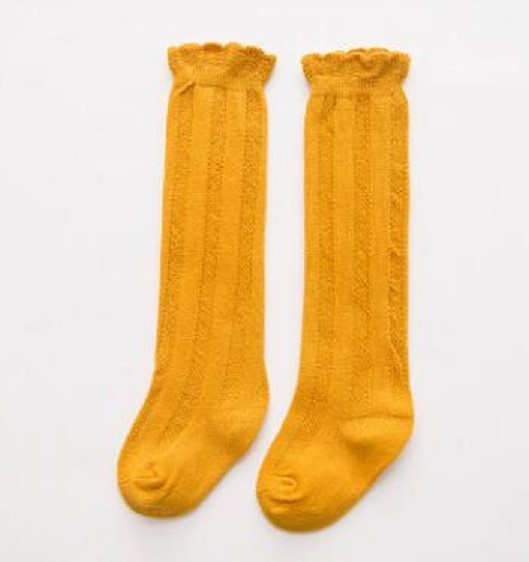 Kleurrijke kniekousen voor meisjes donkergeel 4-6 jaar