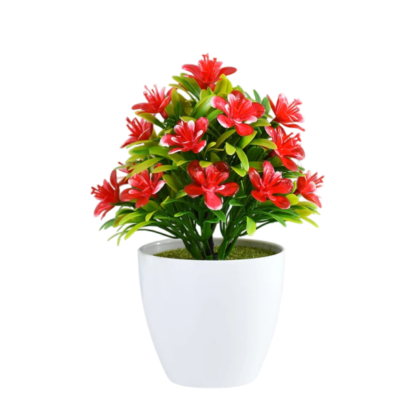 Kleurrijke kunstplant in pot 1 stuk kleine bloeiende bloemen nepboom tafeldecoratie bruiloftsdecoratie huis hotel kantoor rood