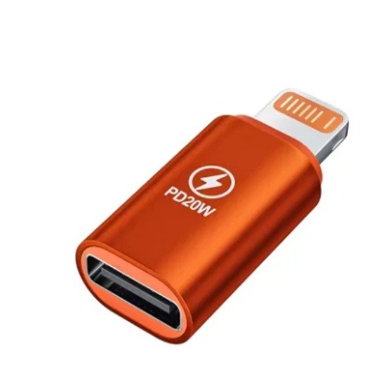 Kleurrijke USB-C naar Lightning-adapters Converters voor snel opladen en gegevensoverdracht Type-C naar iOS-connector Apple-apparaten oranje