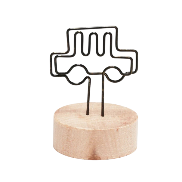 Klip na fotografie auto 7–8 cm kov dřevo černý stojánek na fotky a poznámky dekorace do interiéru držák na snímky 1