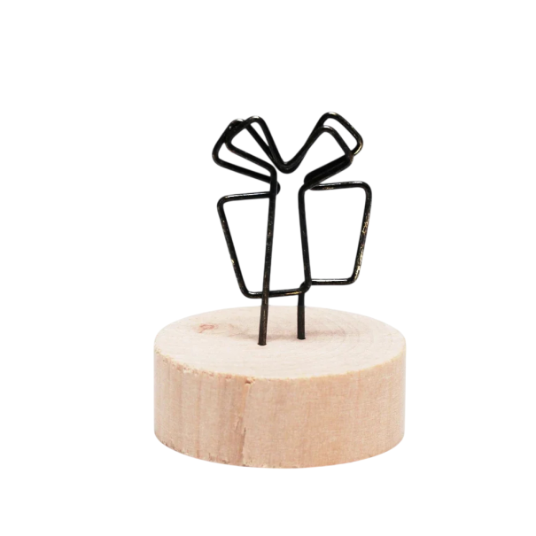 Klip na fotografie dárek 7–8 cm kov dřevo černý stojánek na fotky a poznámky dekorace do interiéru držák na snímky 1