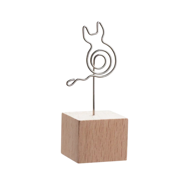 Klip na fotografie kočka kov dřevo černý stojánek na fotky a poznámky dekorace do interiéru držák na snímky s podstavcem 1