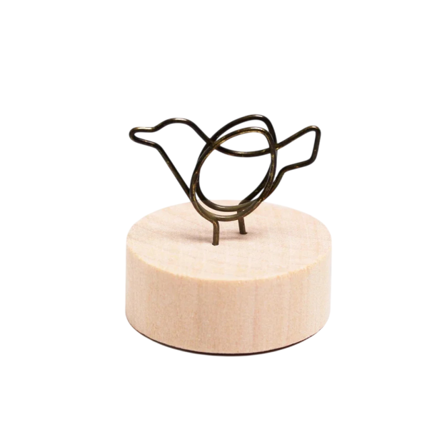 Klip na fotografie pták 7–8 cm kov dřevo černý stojánek na fotky a poznámky dekorace do interiéru držák na snímky 1