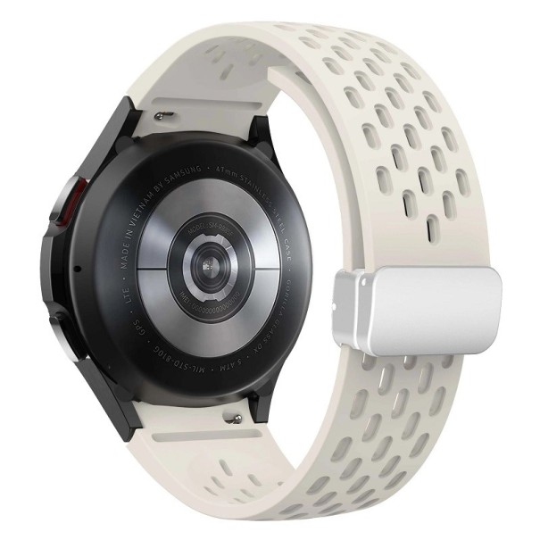 Klockarmband till Samsung Galaxy Watch 4/5/6 44 mm Silikon klockarmband med vitt spänne krämfärgad
